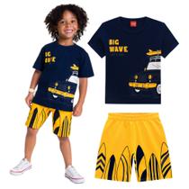 Conjunto Infantil Masculino Camiseta + Bermuda Moletinho Kyly