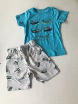 Conjunto infantil masculino camiseta com bermuda aquário TAM:2,3