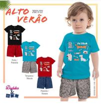 Conjunto infantil masculino, camiseta e short moleton