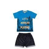 Conjunto Infantil Masculino Camiseta em meia malha e Bermuda em moletinho Devore 11689.2