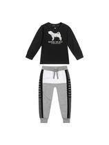Conjunto Infantil Masculino Camiseta Estampa De Cachorro Calça Moletom Quentinha Confortável