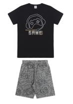 Conjunto Infantil Masculino Camiseta Game E Bermuda Moletom - Alakazoo!