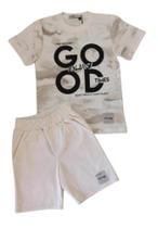 Conjunto Infantil Masculino Camiseta MC e Bermuda Marmorizado ioLuig!