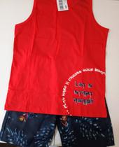 Conjunto infantil masculino camiseta regata e bermuda Tactel Tam.14 Rovitex