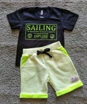 Conjunto Infantil Masculino Camiseta Sailing + Bermuda Alekids
