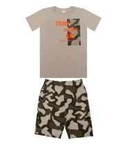 Conjunto Infantil Masculino Camuflado Rovi Kids Bege