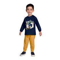 Conjunto Infantil Masculino Casaco e Calça Moletom Pelúciado Kyly