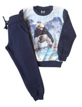 Conjunto Infantil Masculino Casaco Pelo + Calça Moletom Tileesul