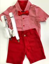 Conjunto Infantil Masculino Chevron Vermelho