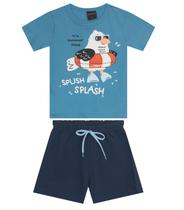 Conjunto Infantil Masculino Com Camiseta Agathos Azul