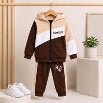 Conjunto Infantil Masculino De Frio Moletom Menino 2 ou 3 Peças Casaco E Calça Com Camiseta 02 A 12