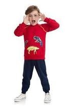 Conjunto infantil masculino em moletom flanelado