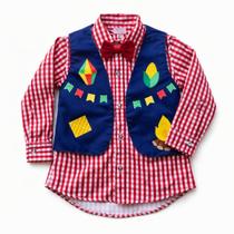 Conjunto Infantil Masculino Festa Junina Colete Camisa Xadrez Fantasia Caipira Menino Conjunto Infantil Masculino Festa Junina Colete Camisa Xadrez Fantasia Caipira Menino