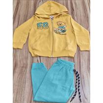 Conjunto Infantil Masculino Inverno Com Capuz Amarelo Leãozinho 3