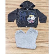Conjunto Infantil Masculino Inverno Com Capuz Preto 2