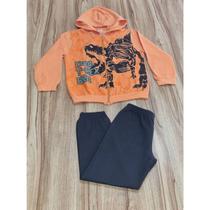 Conjunto Infantil Masculino Inverno Dinossauro 8 Laranjado