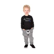 Conjunto infantil masculino inverno - marca hrradinho camisa meia estação e calça em bouclê