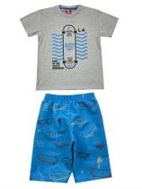 Conjunto Infantil Masculino King Skate - Lual Kids - Mescla/Azul Jeans