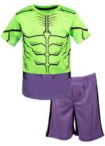 Conjunto Infantil Masculino Marvel Hulk Respirável Camiseta e Shorts 4T