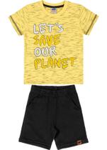 Conjunto Infantil Masculino Passeio Camiseta em Cotton e Bermuda em Gorgurinho