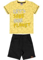 Conjunto Infantil Masculino Passeio Camiseta em Cotton e Bermuda em Gorgurinho