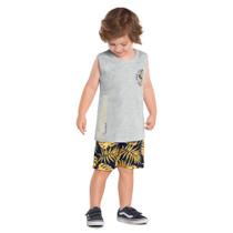Conjunto Infantil Masculino Regata + Bermuda Microfibra Folhagens Kyly Conjunto Infantil Masculino Regata + Bermuda Microfibra Folhagens Kyly