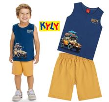 Conjunto Infantil Masculino Regata + Bermuda Moletinho Dusty Kyly