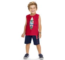 Conjunto Infantil Masculino Regata Bermuda Moletinho Prancha Kyly