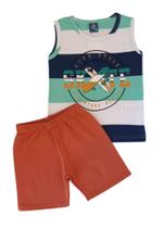 Conjunto Infantil Masculino Regata + Bermuda Moletom Pipa