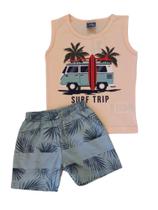 Conjunto Infantil Masculino Regata + Bermuda Tactel Pipa