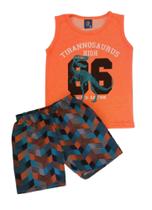 Conjunto Infantil Masculino Regata + Bermuda Tactel Pipa