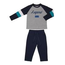 Conjunto infantil masculino t-shirt manga longa "LEGEND" + calça jeans cós elástico Marinho