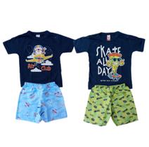 Conjunto infantil masculino verão meninos tactel