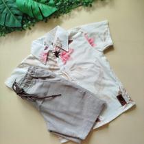 Conjunto infantil Mauricinho camisa e short masculino Cor:VermelhoTamanho:2Y