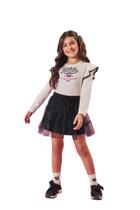 Conjunto Infantil Meia Estação Inverno Menina Blusa E Saia Em Tule Panda Preto Mundo Cinti 12396 Conjunto Infantil Meia Estação Inverno Menina Blusa E Saia Em Tule Panda Preto Mundo Cinti 12396