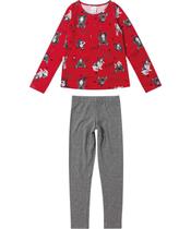 Conjunto infantil meia estação menina blusa/legging vermelho