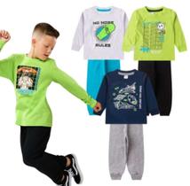 Conjunto Infantil Meia Estação Menino Calça Moletom Peluciado E Camiseta Manga Longa