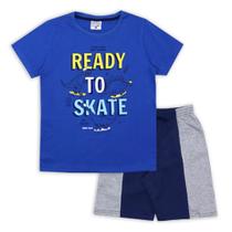 Conjunto Infantil Meia Malha/Moletom Turminha & Cia Skate 31414 Azul