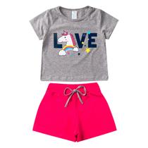 Conjunto Infantil Menina 2 Peças Cropped e Shorts Verão