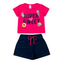 Conjunto Infantil Menina 2 Peças Cropped e Shorts Verão