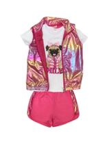 Conjunto Infantil Menina 3 Peças Colete Dog Conjunto Infantil Menina 3 Peças Colete Dog