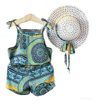 Conjunto Infantil Menina Arabesco Primavera Verão Com Chapéu Conjunto Infantil Menina Arabesco Primavera Verão Com Chapéu
