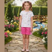 Conjunto Infantil Menina Arco Íris Blusa e Shorts- Kely & Kety