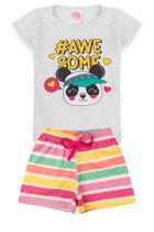 Conjunto Infantil Menina - Awesome Panda - Branco