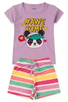 Conjunto Infantil Menina - Awesome Panda - Lilás