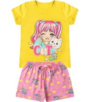 Conjunto Infantil Menina Básico Curto Select Amarelo