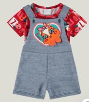Conjunto Infantil Menina Bebê Jardineira e Blusa Malwee Kids