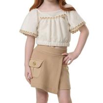 Conjunto Infantil Menina Bika Cropped Marrom - 1329