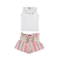 Conjunto Infantil Menina Bika Listra Bege Claro - 1826 Conjunto Infantil Menina Bika Listra Bege Claro - 1826