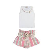 Conjunto Infantil Menina Bika Listra Bege Claro - 1826